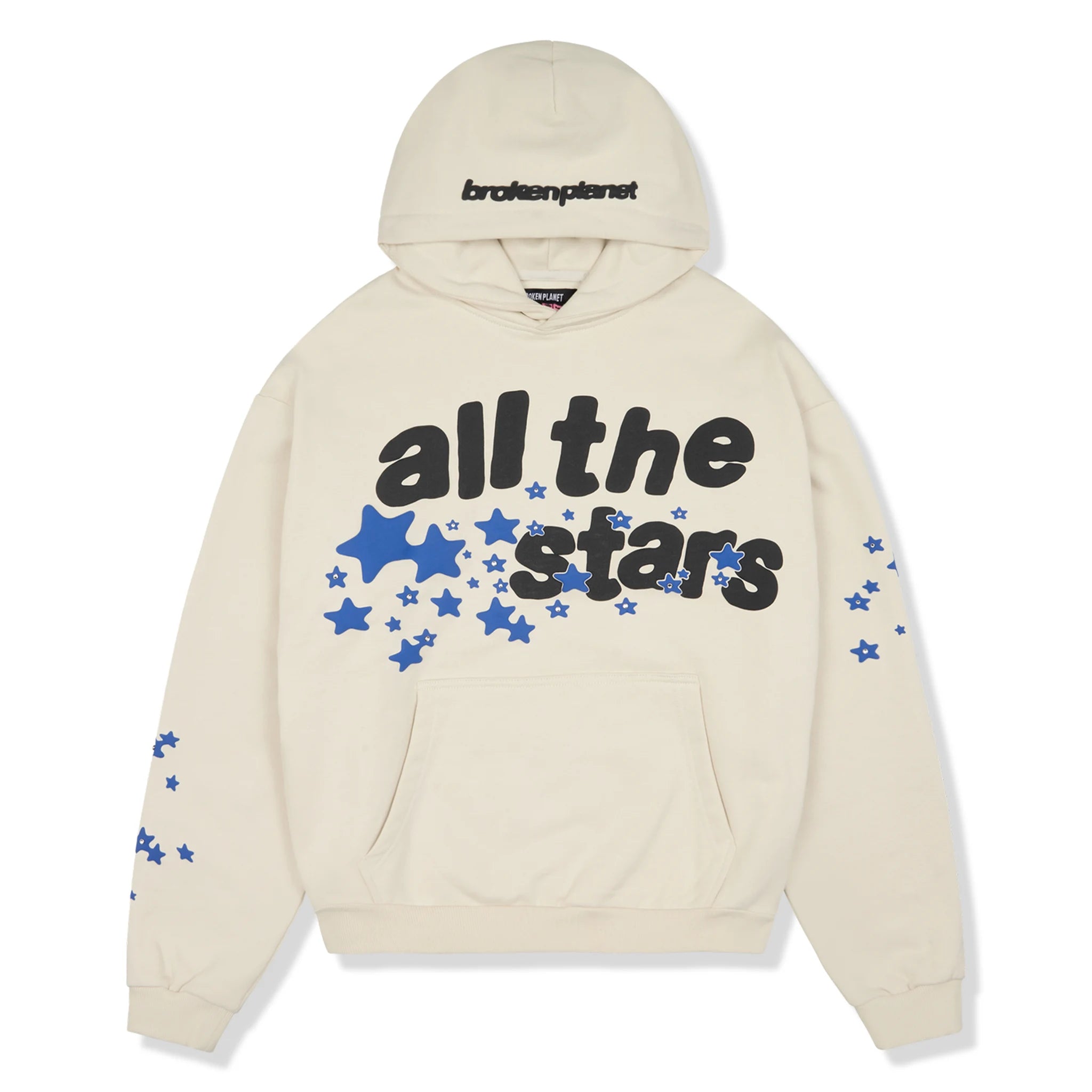 Front view of Broken Planet All The Stars Ivory White Hoodie BP-JAN25-HD-I_WHITE
